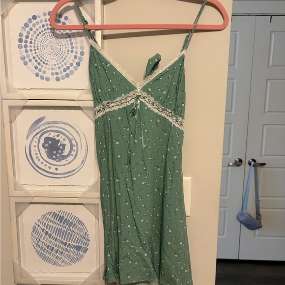 Hollister Other - Hollister Green Floral Lace-Trim Slip